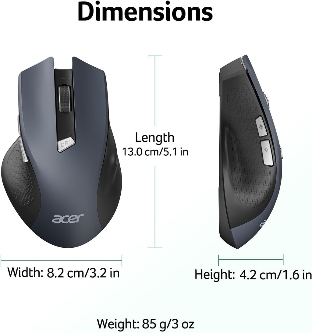 Wireless mouse for laptops—2.4GHz wireless mouse featuring 3-level DPI adjustment and a USB-A receiver.