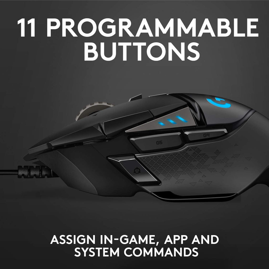 High-Performance Wired Gaming Mouse — HERO 25K Sensor, 25,600 DPI (PC/Mac Compatible, Black)