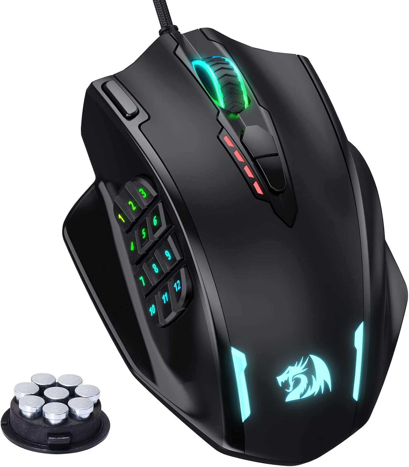 Gaming mouse equipped with 12 side buttons.