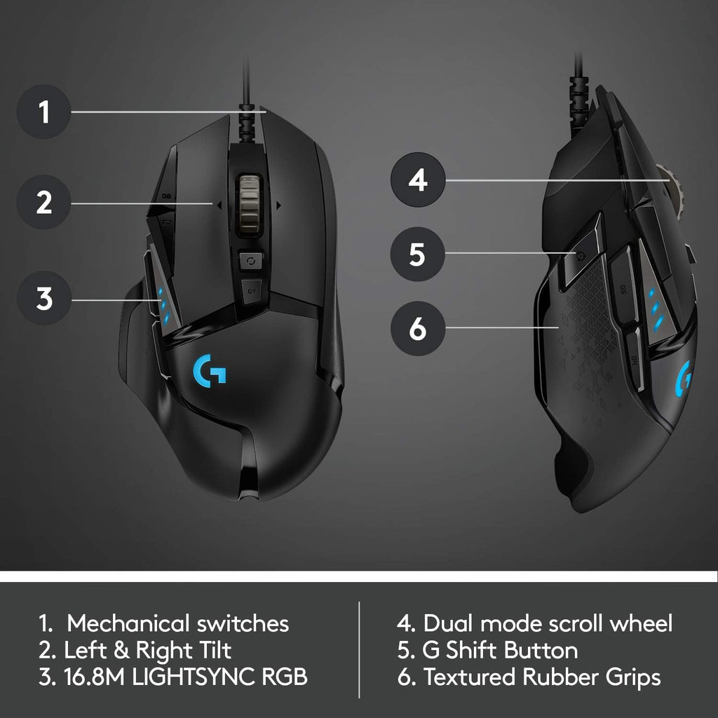 High-Performance Wired Gaming Mouse — HERO 25K Sensor, 25,600 DPI (PC/Mac Compatible, Black)
