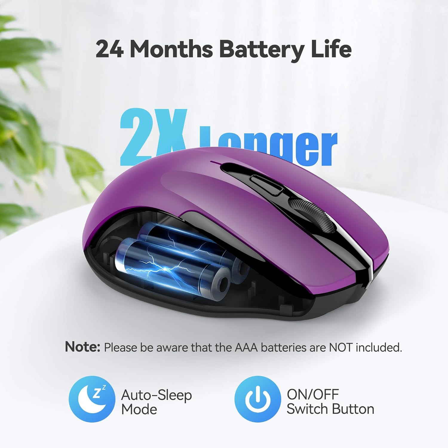 Wireless Mouse — 2.4GHz Ergonomic Optical Mouse for Laptops, Desktops, and Chromebooks