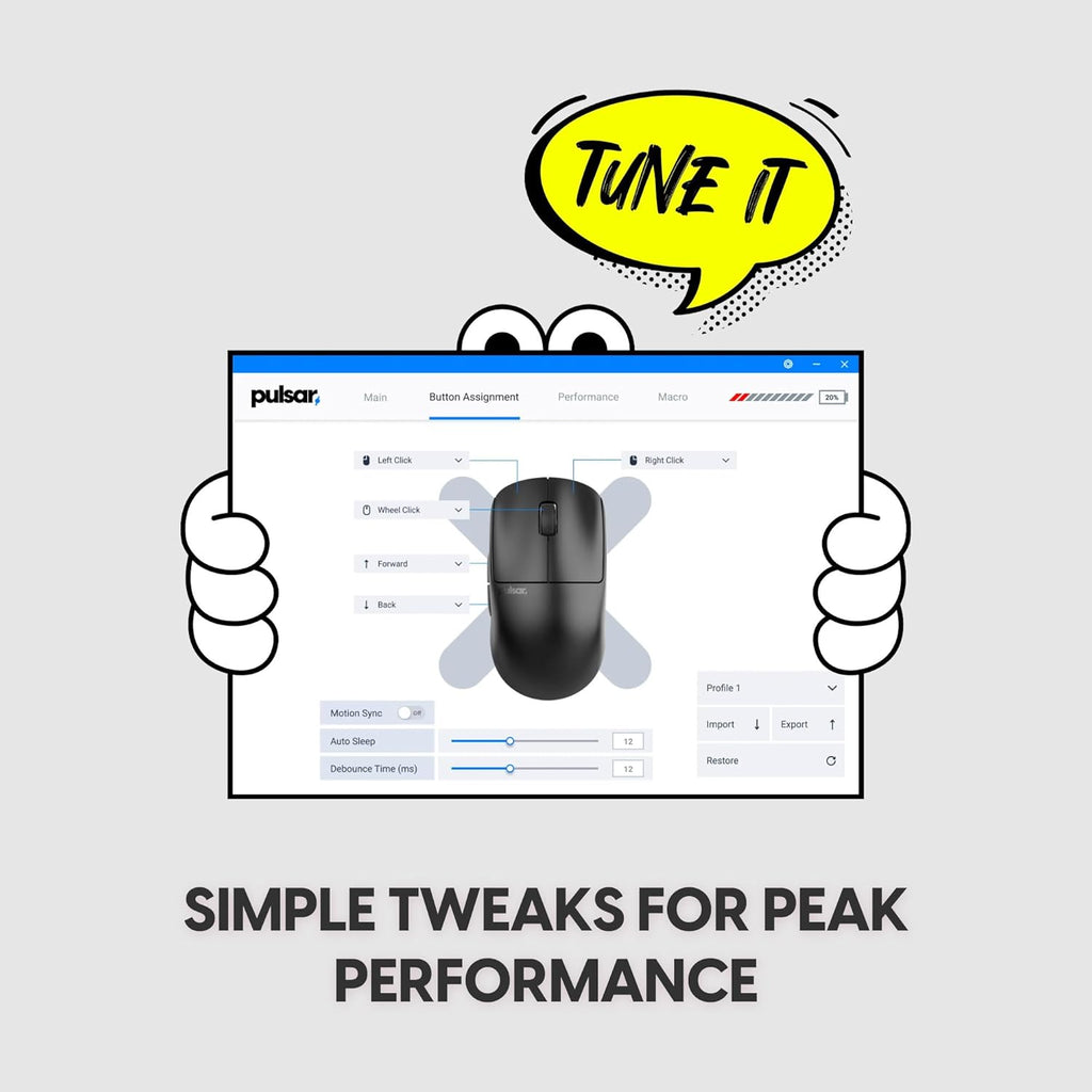 Wireless gaming mouse. Ultra-lightweight design, weighing only 35g (1.23 oz).