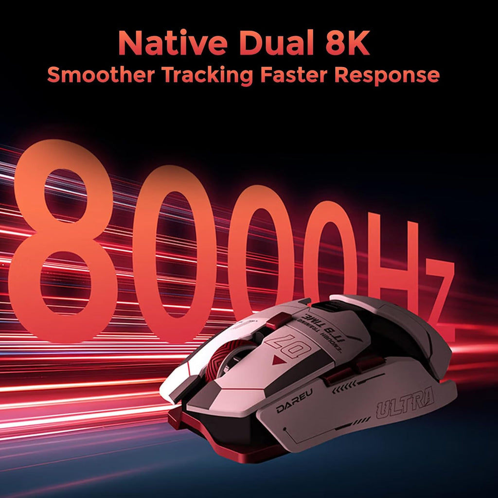 Tri-mode modular gaming mouse supporting dual-path 8000Hz polling rates.
