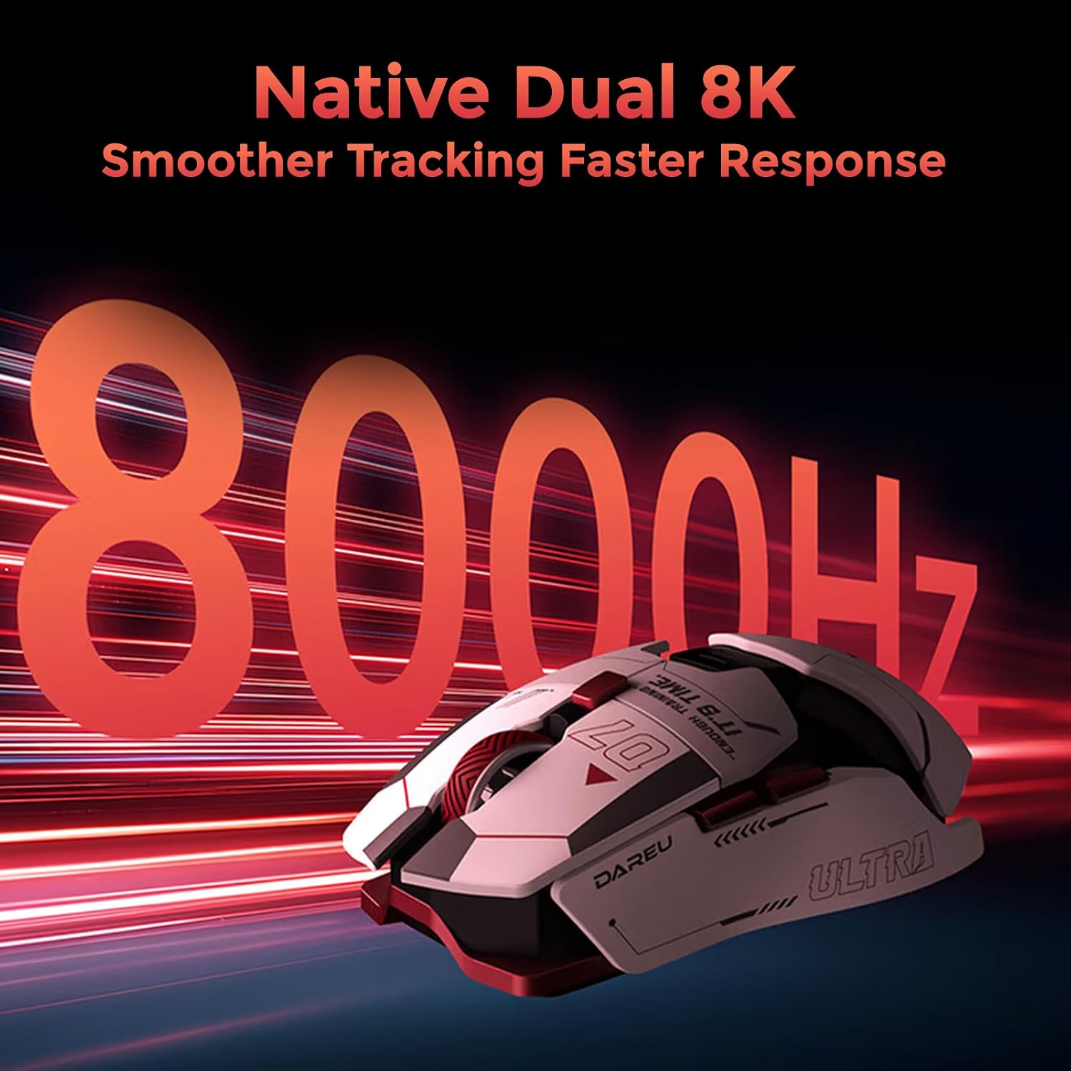 Tri-mode modular gaming mouse supporting dual-path 8000Hz polling rates.