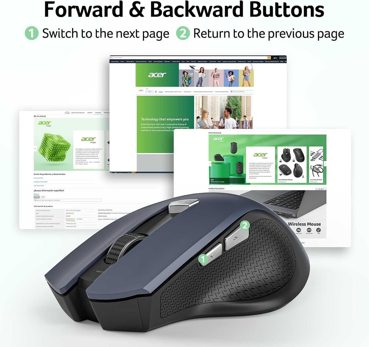 Wireless mouse for laptops—2.4GHz wireless mouse featuring 3-level DPI adjustment and a USB-A receiver.