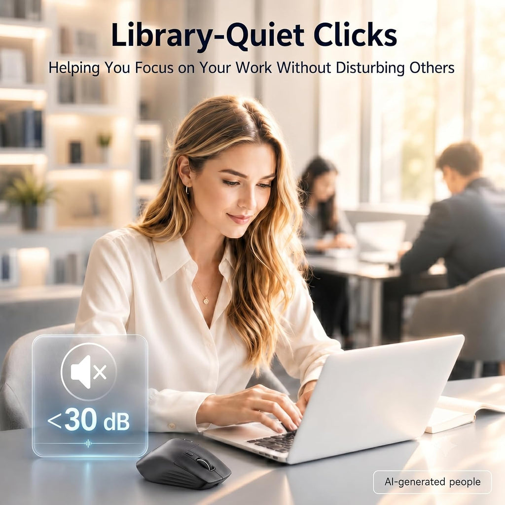 Ergonomic wireless mouse. Supports multi-device Bluetooth connectivity (compatible with USB-A/C ports).