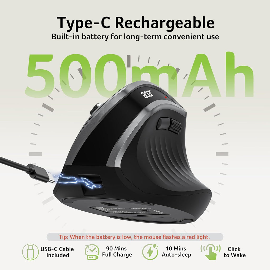 Wireless Ergonomic Mouse—Vertical Mouse for Office Use.