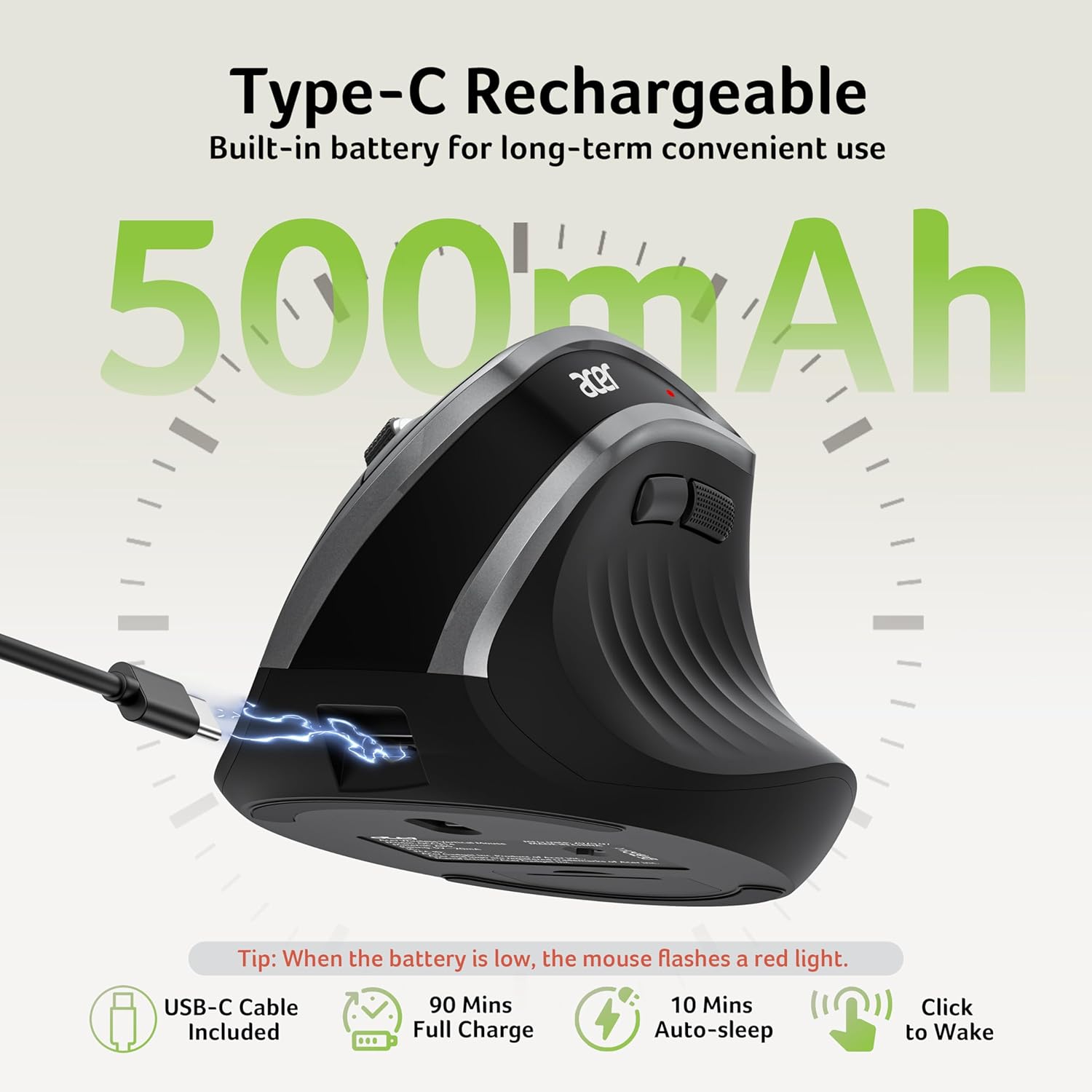 Wireless Ergonomic Mouse—Vertical Mouse for Office Use.
