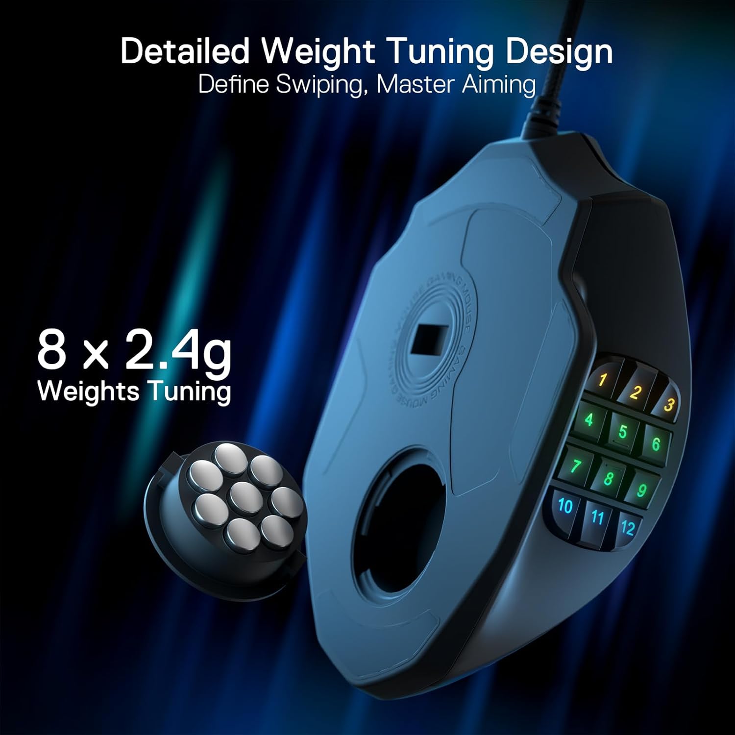 Gaming mouse equipped with 12 side buttons.