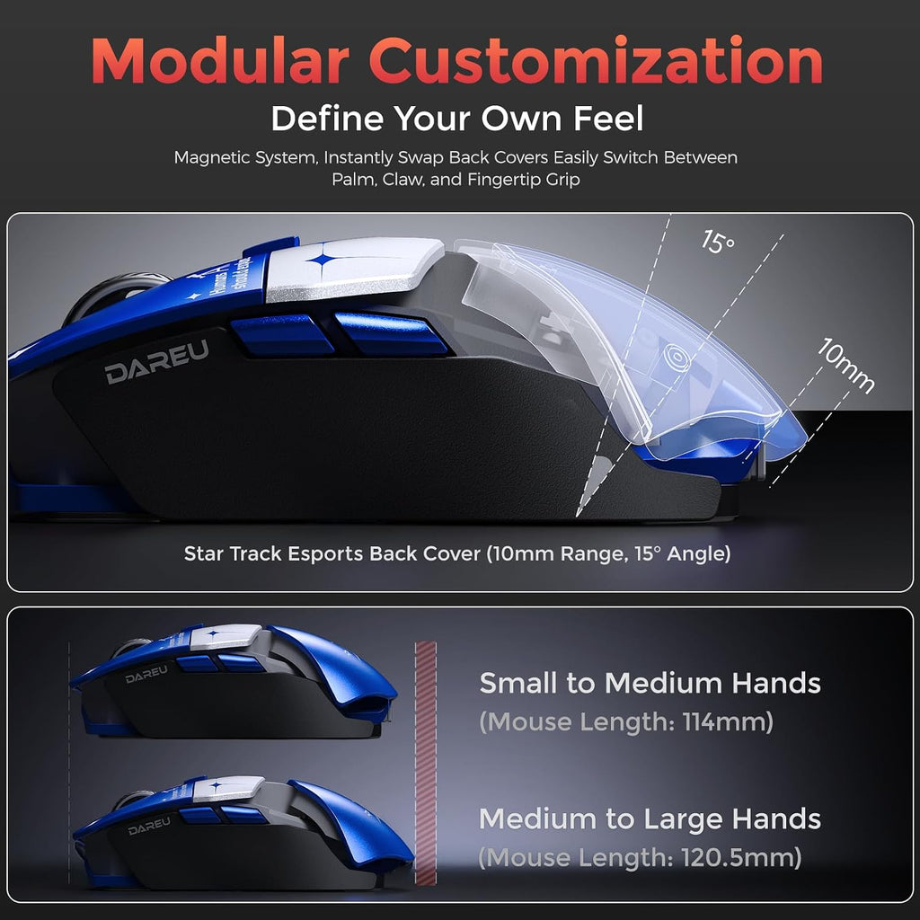 Tri-mode modular gaming mouse supporting dual-path 8000Hz polling rates.