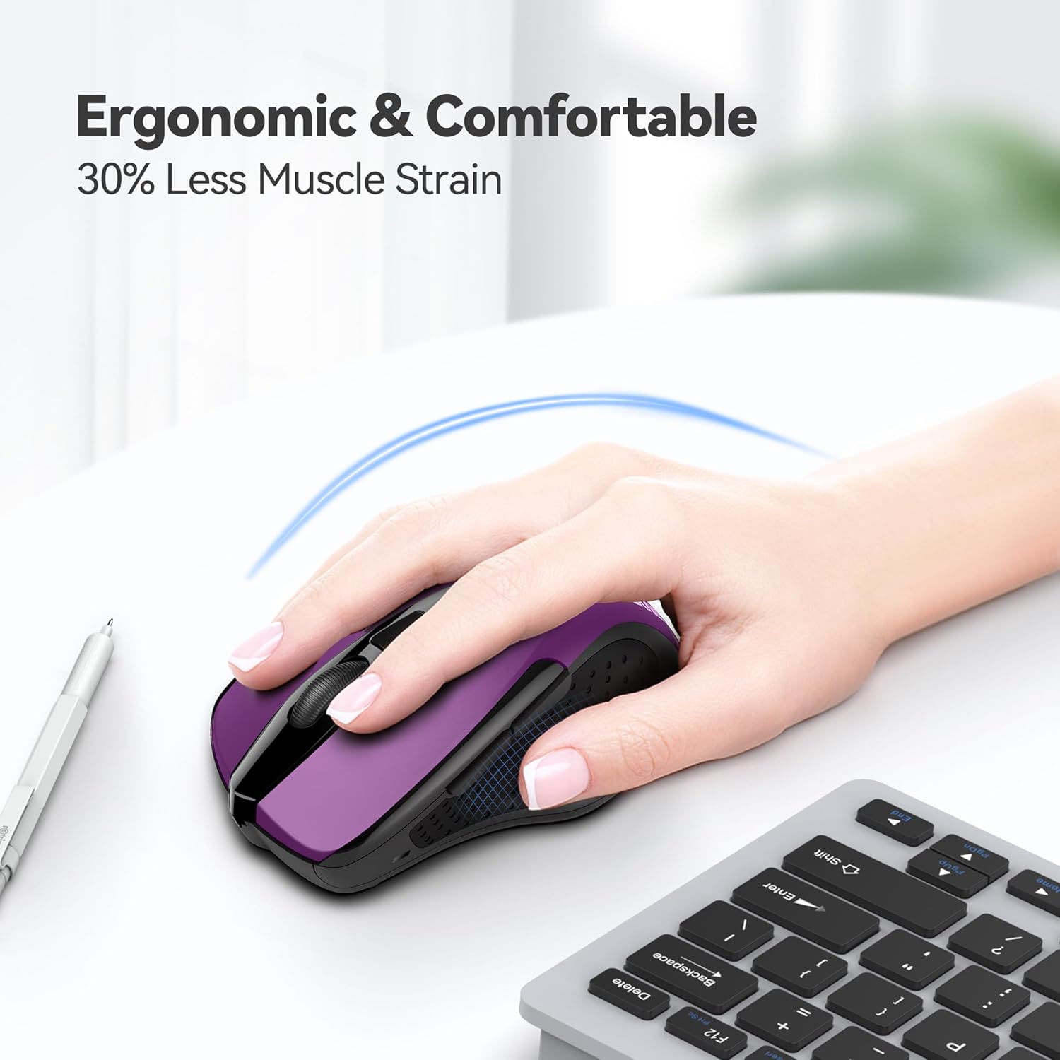 Wireless Mouse — 2.4GHz Ergonomic Optical Mouse for Laptops, Desktops, and Chromebooks
