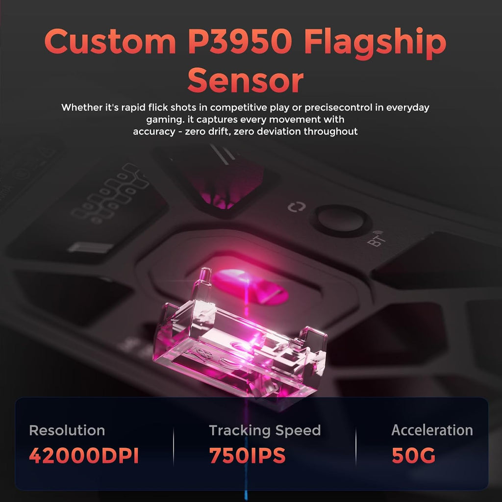Tri-mode modular gaming mouse supporting dual-path 8000Hz polling rates.