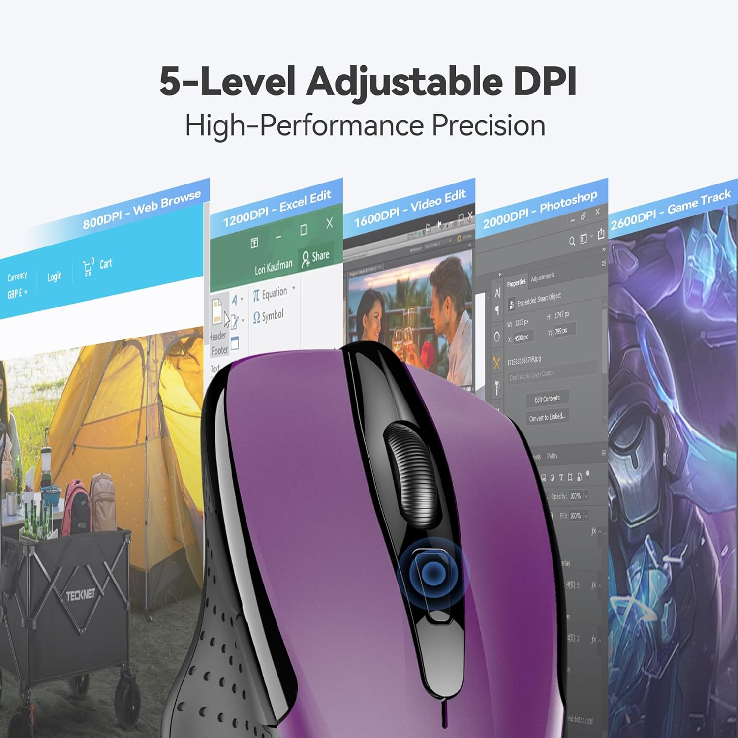 Wireless Mouse — 2.4GHz Ergonomic Optical Mouse for Laptops, Desktops, and Chromebooks